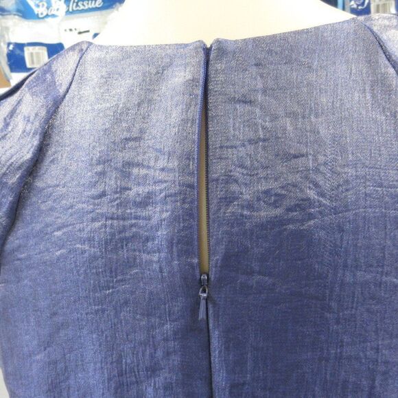 ADRIANA PAPELL Sleeveless V-Neck Faux Wrap Tiered Ruffle Dress Sz 12 Knee Length - Picture 12 of 15